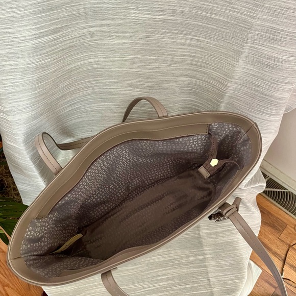 Kate Spade Taupe Leather Medium Tote with Detachable Glitter Bow - Picture 2 of 3